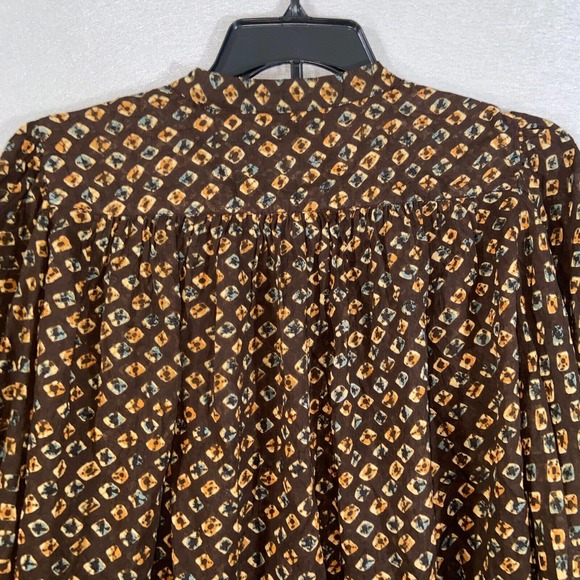 Anthropologie Button Up Womens Large Brown Polka Dot Kimono 3/4 Sleeve Casual - Picture 11 of 16